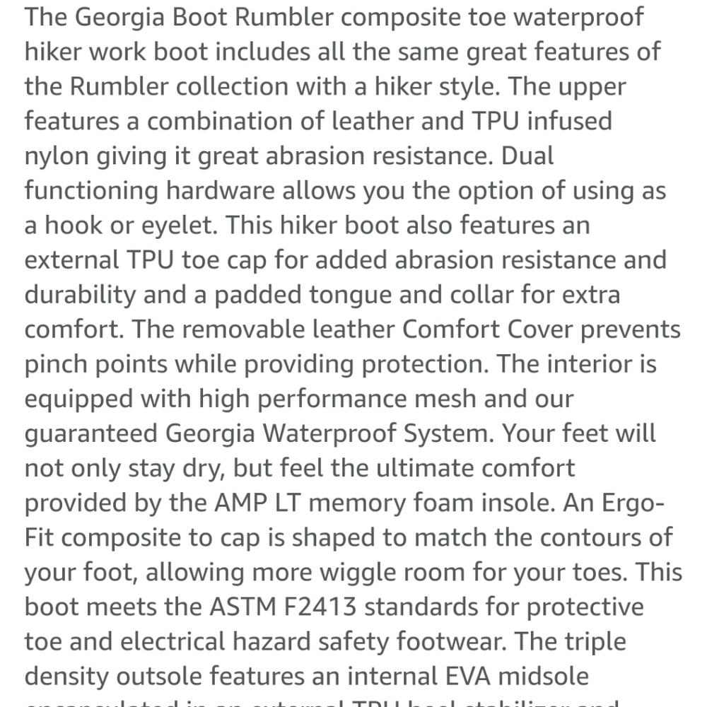 Georgia Boot Rumbler Composite Toe 8.5 Wide - Picture 4 of 4